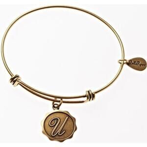 Bella Ryann U Adjustable Expandable Goldtone Wire Bangle Bracelet Initial